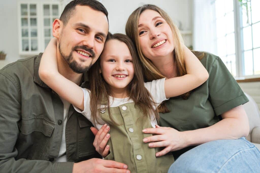 Happy,Family,At,Home.,Mother,Father,Children,Daughter,Relaxing,On